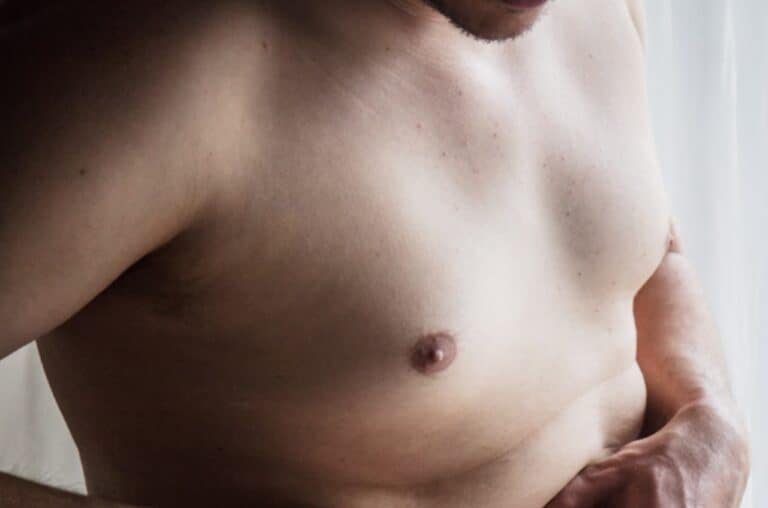 close up of male chest growth