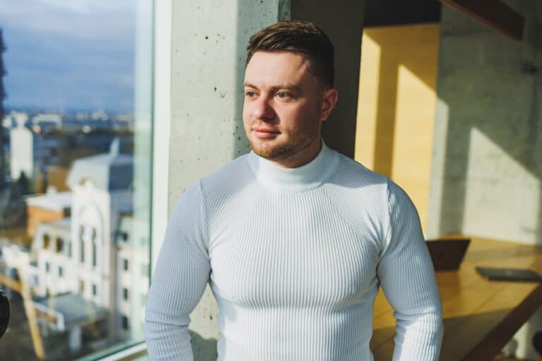 man outside wearing compression long sleeves